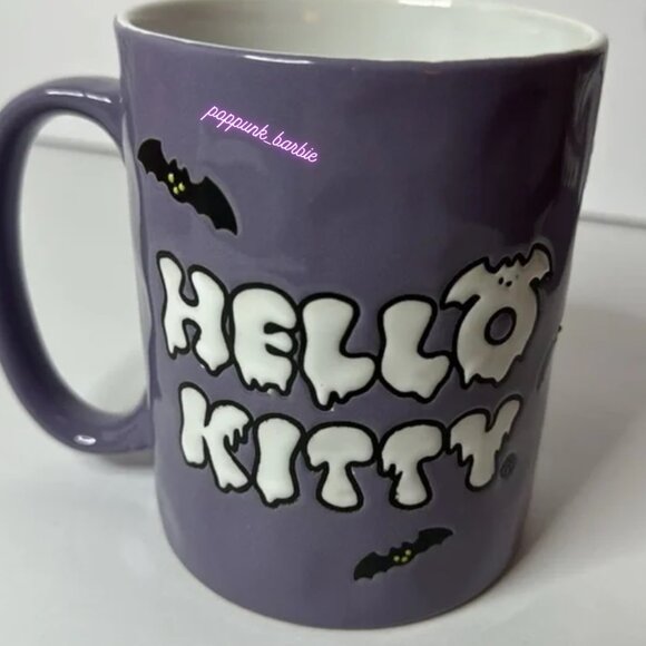 HELLO KITTY HALLOWEEN COFFEE MUG MUMMY GHOSTS & BATS PURPLE BRAND NEW SET OF 2 - Picture 6 of 6